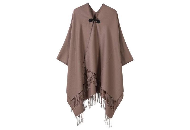 Refttenw Poncho Damen Warm Elegant Poncho,Cardigans Pullover,Mit Quasten,Knöpfen von Refttenw