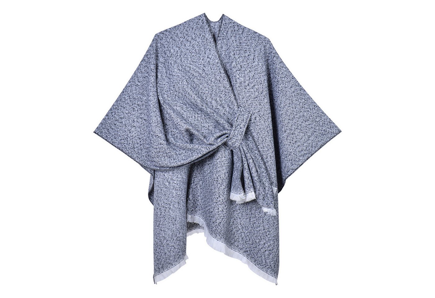 Refttenw Poncho Diagonal gebundener Schlitzumhang mit Quasten,Poncho Damen Winter von Refttenw