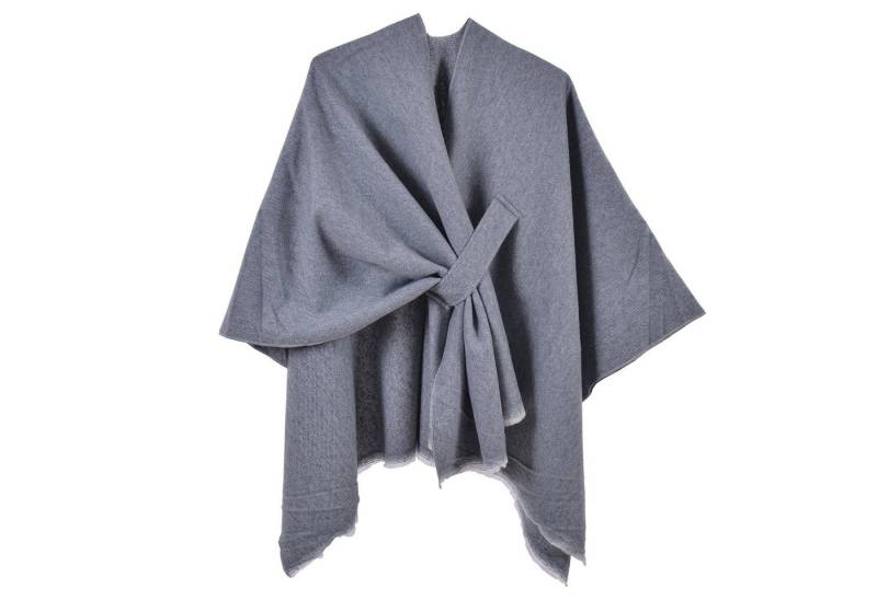 Refttenw Poncho Diagonal gebundener Schlitzumhang mit Quasten,Poncho Damen Winter von Refttenw