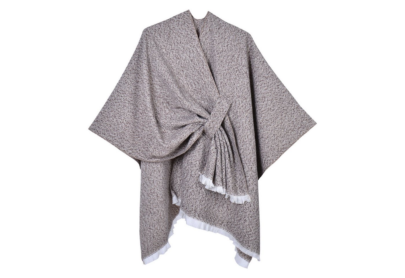 Refttenw Poncho Diagonal gebundener Schlitzumhang mit Quasten,Poncho Damen Winter von Refttenw