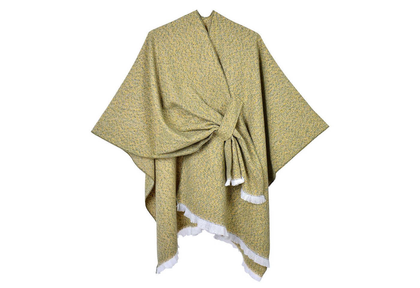 Refttenw Poncho Diagonal gebundener Schlitzumhang mit Quasten,Poncho Damen Winter von Refttenw