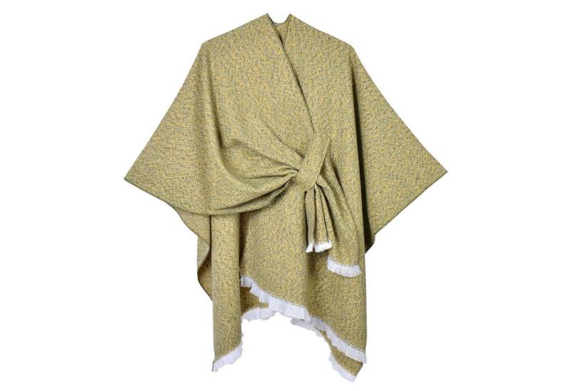 Refttenw Poncho Diagonal gebundener Schlitzumhang mit Quasten,Poncho Damen Winter von Refttenw