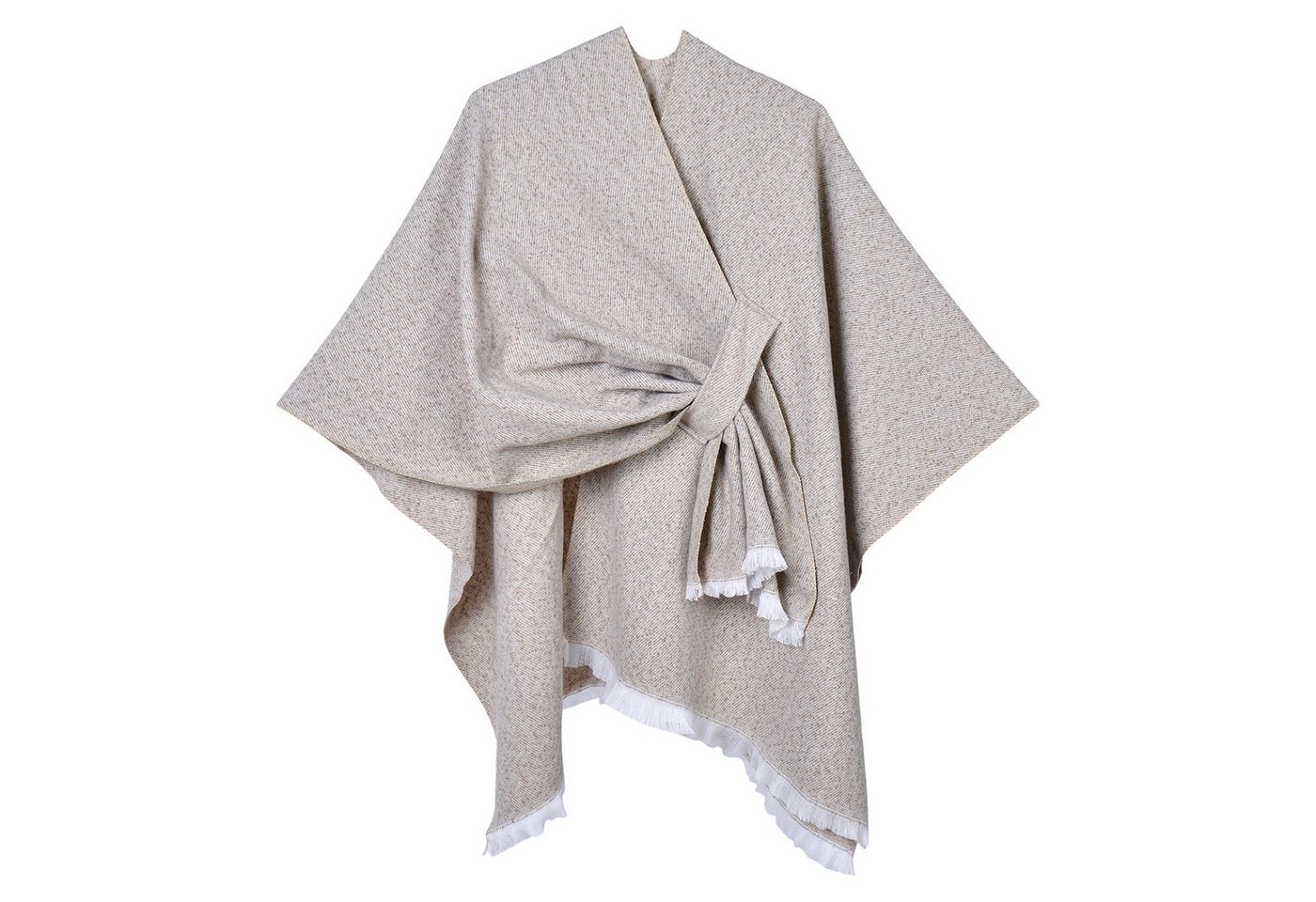 Refttenw Poncho Diagonal gebundener Schlitzumhang mit Quasten,Poncho Damen Winter von Refttenw