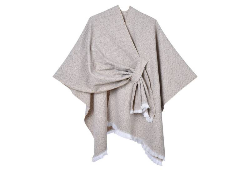 Refttenw Poncho Diagonal gebundener Schlitzumhang mit Quasten,Poncho Damen Winter von Refttenw