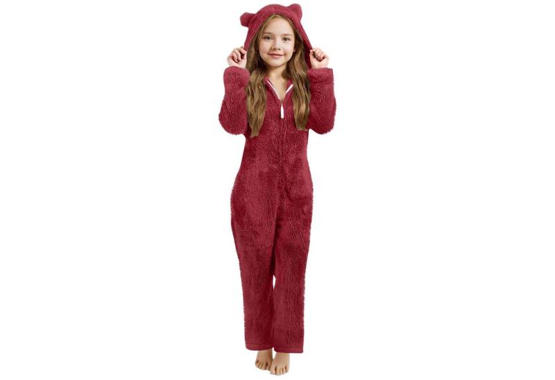 Refttenw Pyjama Damen Winter Einteiler Pyjama,Warm Plüsch Schlafanzug,Schlafoverall von Refttenw