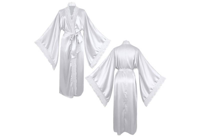 Refttenw Pyjama Satin Bademantel,V-Ausschnitt Nachthemd,Spitze Nachtkleid,mit Gürtel von Refttenw