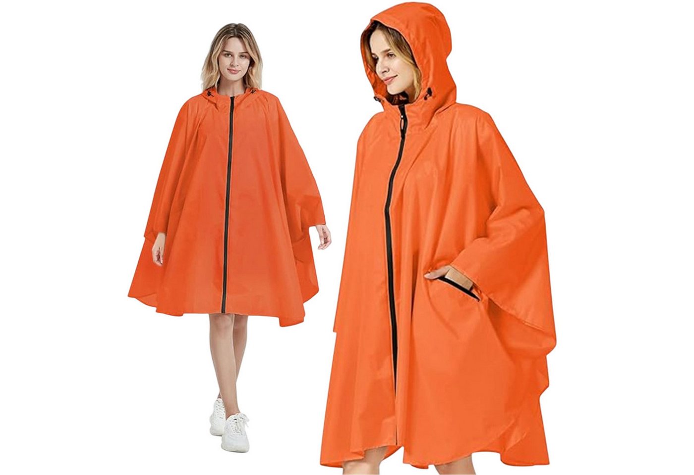 Refttenw Regenjacke Regen Poncho Jacke Mantel,Regencape mit Kapuze,Seitentaschen von Refttenw