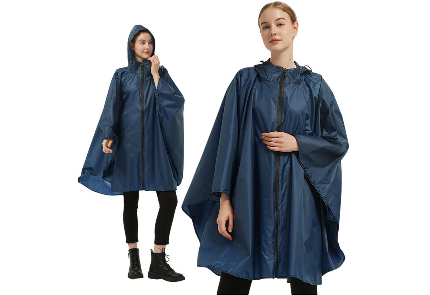Refttenw Regenjacke Regen Poncho Jacke Mantel,Regencape mit Kapuze,Seitentaschen von Refttenw