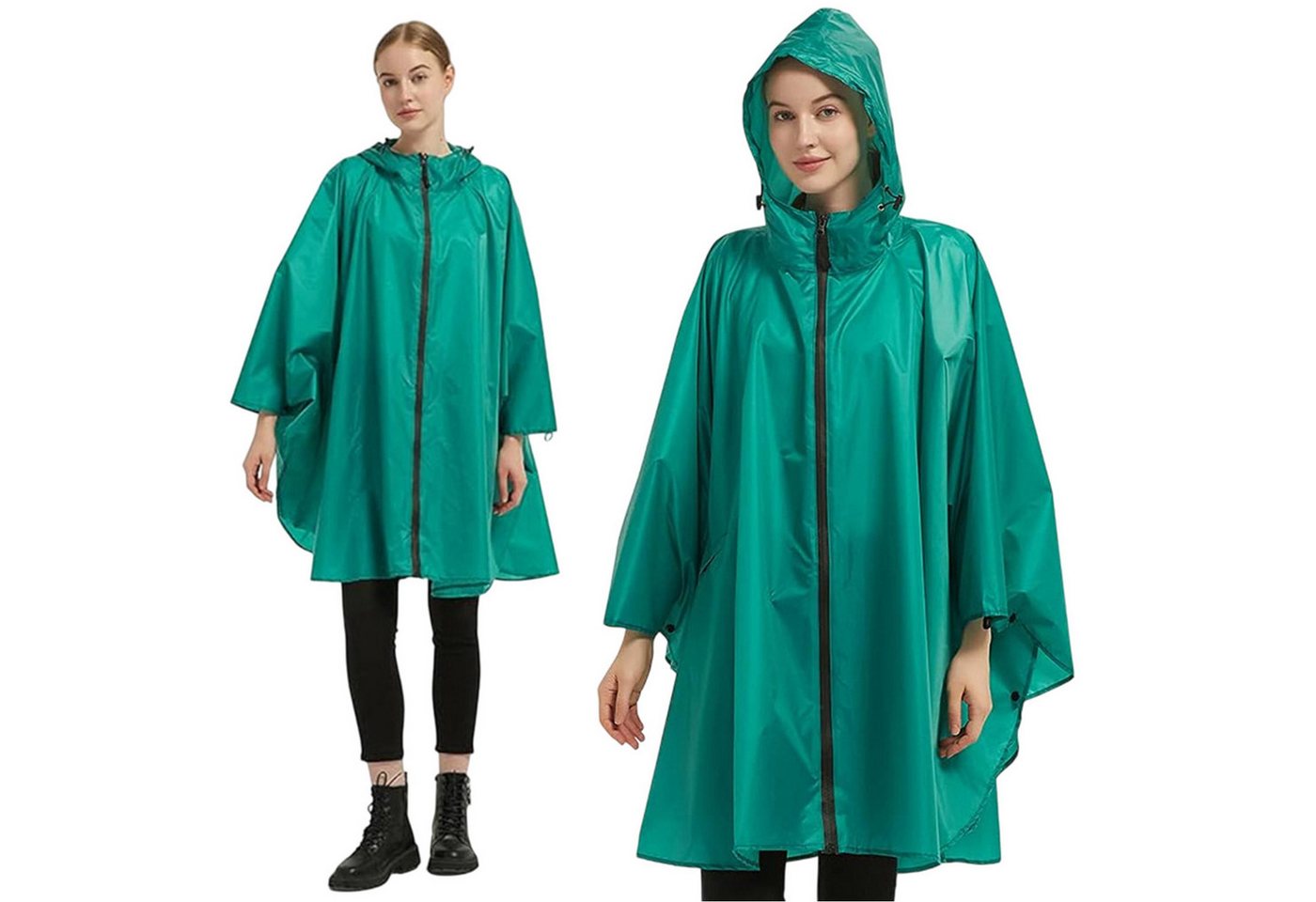 Refttenw Regenjacke Regen Poncho Jacke Mantel,Regencape mit Kapuze,Seitentaschen von Refttenw