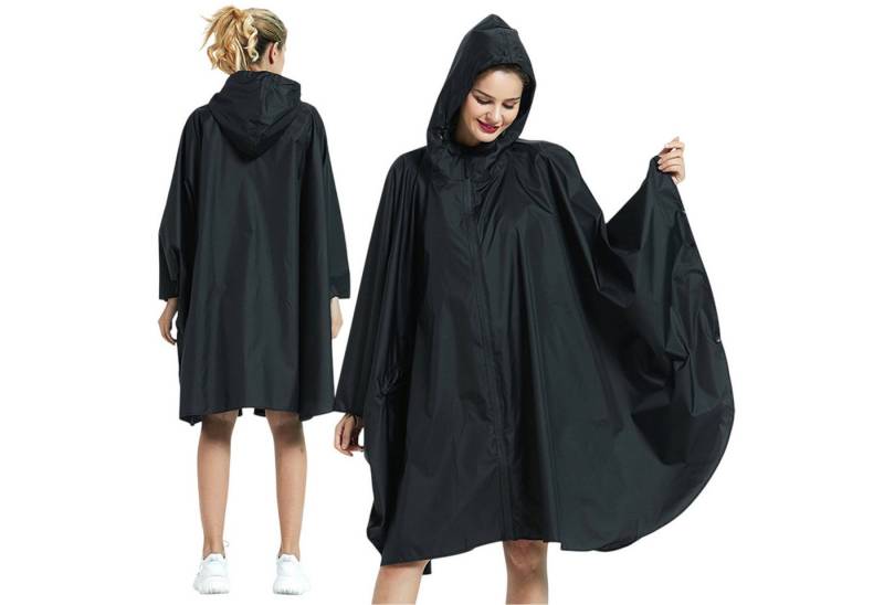 Refttenw Regenjacke Regen Poncho Jacke Mantel,Regencape mit Kapuze,Seitentaschen von Refttenw