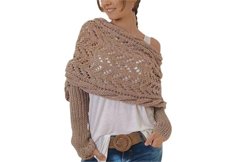 Refttenw Schal mit Ärmeln Damen WickelPullover Schal mit Ärmeln für Herbst und Winter von Refttenw