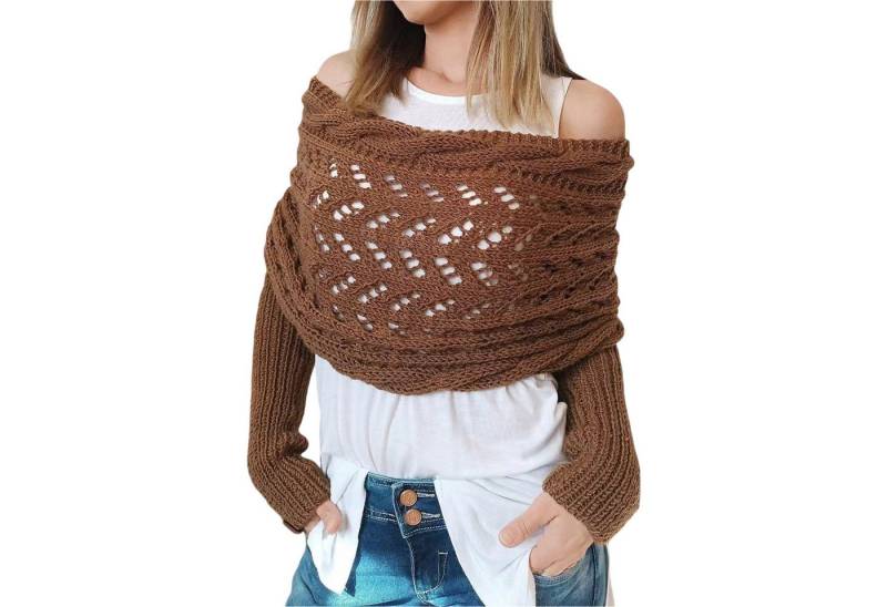 Refttenw Schal mit Ärmeln Damen WickelPullover Schal mit Ärmeln für Herbst und Winter von Refttenw