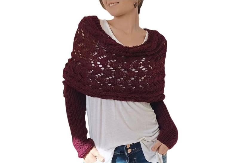Refttenw Schal mit Ärmeln Damen WickelPullover Schal mit Ärmeln für Herbst und Winter von Refttenw