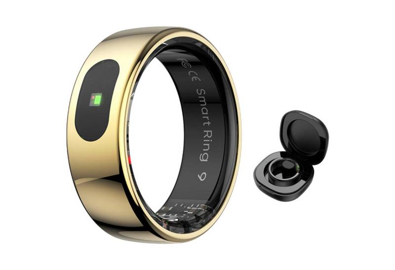 Refttenw Smart Ring Herren Damen Smartring Fitness Tracker Schlafmonitor, Mit Ladefach, 5ATM Wasserdichter Gesundheitsring von Refttenw
