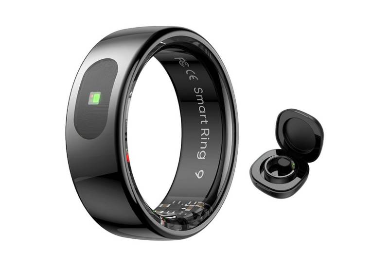 Refttenw Smart Ring Herren Damen Smartring Fitness Tracker Schlafmonitor, Mit Ladefach, 5ATM Wasserdichter Gesundheitsring von Refttenw