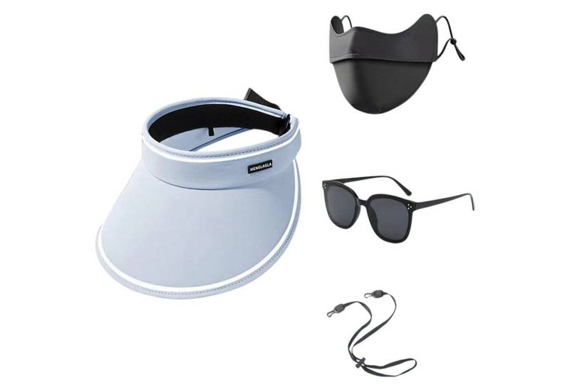 Refttenw Sonnenhut Damen Faltbar Visor Cap mit Großer Krempe UPF50+ Wanderhut UV-Schutzmaske, Sonnenbrille, Abnehmbarer Kinnband von Refttenw