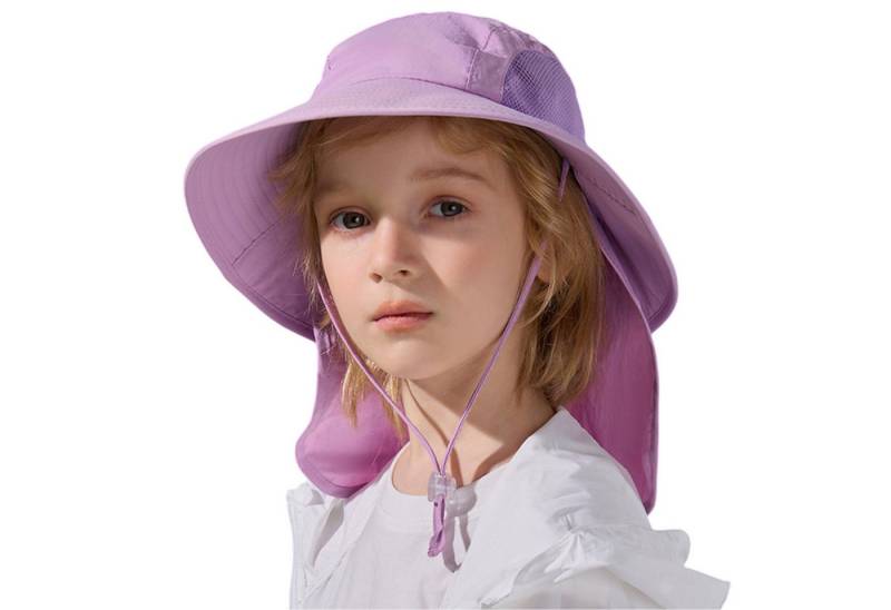 Refttenw Sonnenhut Einstellbar Kinder Fischerhut,Krempe Sonnenschutzhut,mit Nackenschutz von Refttenw