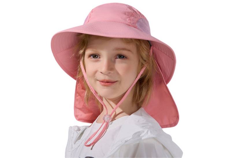 Refttenw Sonnenhut Einstellbar Kinder Fischerhut,Krempe Sonnenschutzhut,mit Nackenschutz von Refttenw