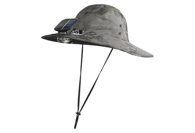 Refttenw Sonnenhut mit Ventilator, Fischerhut mit breiter Kremp Sonnenschutz USB Solar 3 einstellbare Windgeschwindigkeiten, Kinnband & Reflektorstreifen von Refttenw