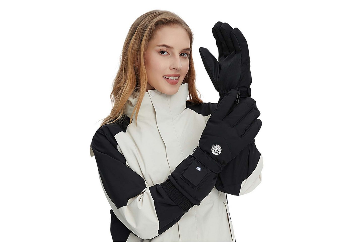 Refttenw Strickhandschuhe Beheizbare Handschuhe,Winddicht Winterhandschuhe,wasserabweisend 3 Temperatureinstellungen von Refttenw