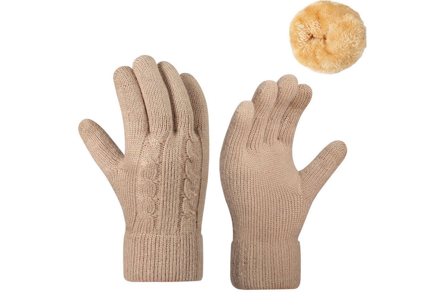 Refttenw Strickhandschuhe Damen Winterhandschuhe mit Fleecefutter, Touchscreen-Design von Refttenw