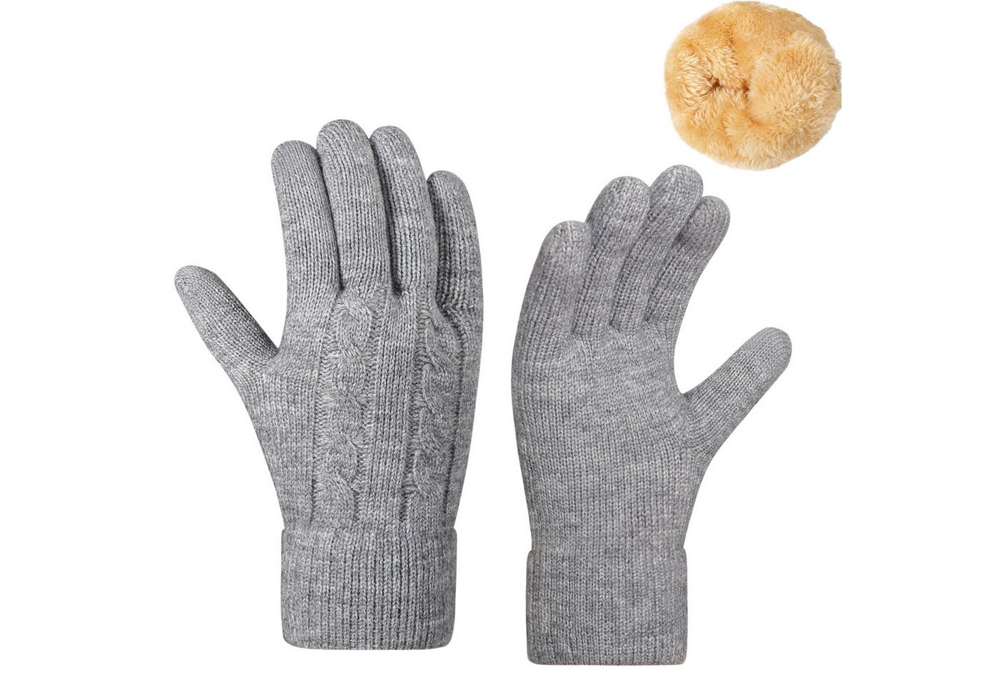 Refttenw Strickhandschuhe Damen Winterhandschuhe mit Fleecefutter, Touchscreen-Design von Refttenw
