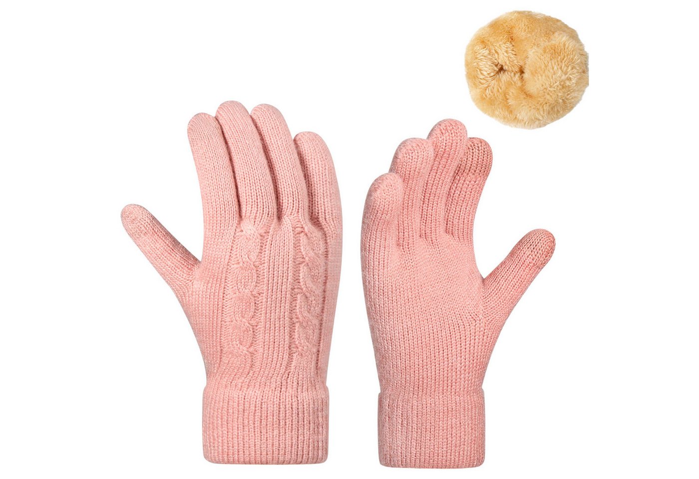 Refttenw Strickhandschuhe Damen Winterhandschuhe mit Fleecefutter, Touchscreen-Design von Refttenw