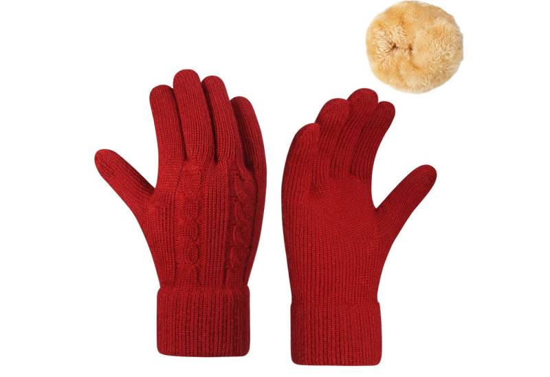 Refttenw Strickhandschuhe Damen Winterhandschuhe mit Fleecefutter, Touchscreen-Design von Refttenw