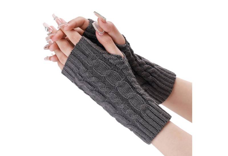 Refttenw Strickhandschuhe Fingerlose Handschuhe für Damen, Pulswärmer Handstulpen Armstulpen mit Daumenloch von Refttenw
