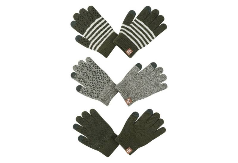 Refttenw Strickhandschuhe Kinder 3 Paar Handschuhe Touchscreen Wärmend mit Anti-Rutsch Pünktchen (3-St) für Jungen & Mädchen von Refttenw