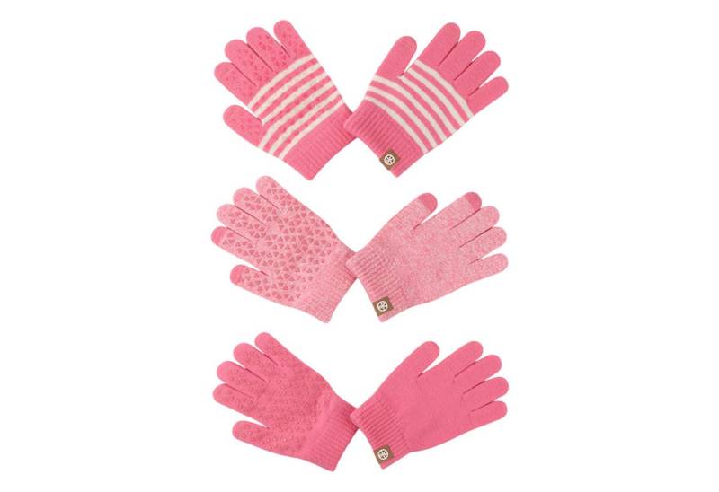 Refttenw Strickhandschuhe Kinder 3 Paar Handschuhe Touchscreen Wärmend mit Anti-Rutsch Pünktchen (3-St) für Jungen & Mädchen von Refttenw