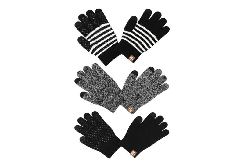 Refttenw Strickhandschuhe Kinder 3 Paar Handschuhe Touchscreen Wärmend mit Anti-Rutsch Pünktchen (3-St) für Jungen & Mädchen von Refttenw