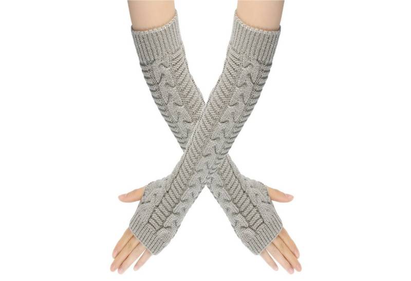 Refttenw Strickhandschuhe Lange Armstulpen Fingerlose Handschuhe Winter Warme Damen Gestrickte Armstulpen von Refttenw