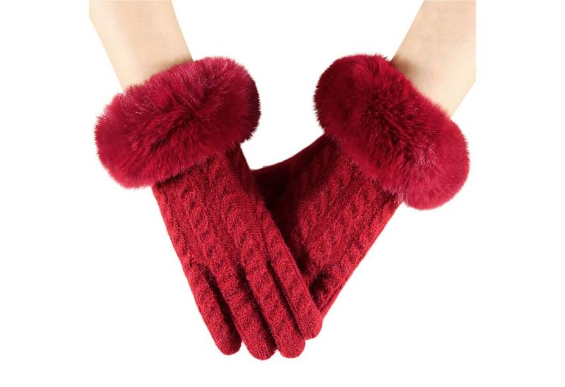 Refttenw Strickhandschuhe Thermo Winterhandschuhe Damen,Touchscreen Handschuhe,Fahrradhandschuhe von Refttenw