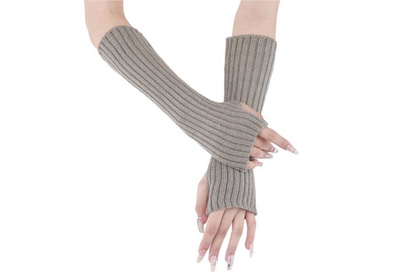 Refttenw Strickhandschuhe 2 Paar Lange Handstulpen Gestrickte Handschuhe für Damen, Fingerlose (Set) Handwärmer mit Daumenloch von Refttenw