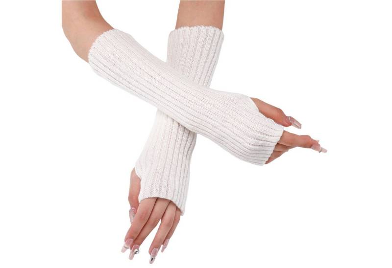 Refttenw Strickhandschuhe 2 Paar Lange Handstulpen Gestrickte Handschuhe für Damen, Fingerlose (Set) Handwärmer mit Daumenloch von Refttenw