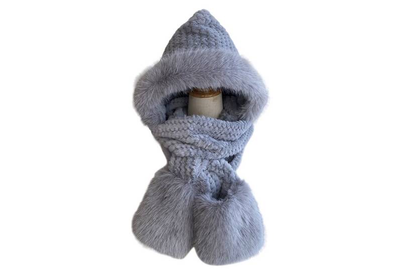 Refttenw Strickmütze Damen Winter Warm Winddichte All-in-One Schal, Mütze, Handschuhe von Refttenw