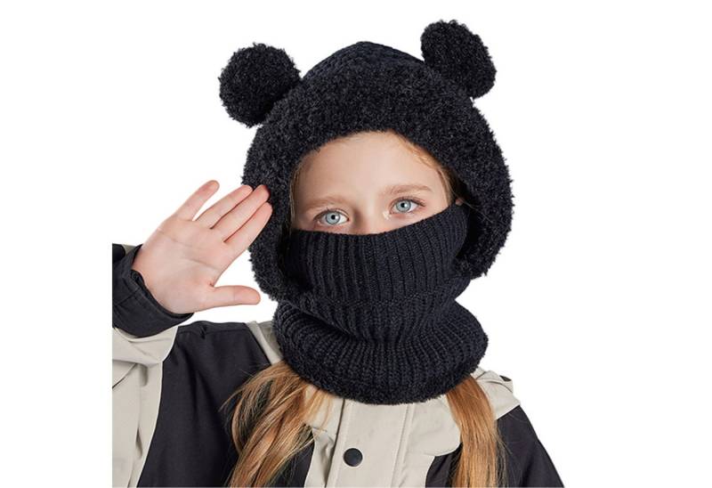 Refttenw Strickmütze Schlupfmütze Mädchen Winter Mütze Schal Fleecefutter Warm von Refttenw