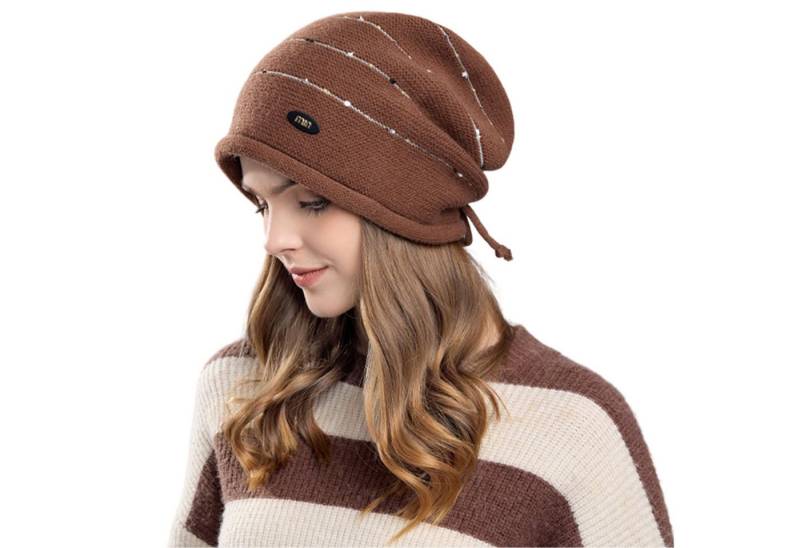 Refttenw Strickmütze Verstellbare Beanie-Mütze, Skimütze, lockere Mütze von Refttenw