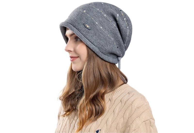 Refttenw Strickmütze Verstellbare Beanie-Mütze, Skimütze, lockere Mütze von Refttenw