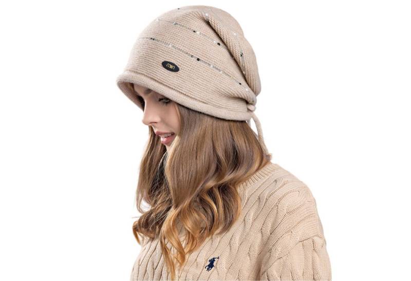 Refttenw Strickmütze Verstellbare Beanie-Mütze, Skimütze, lockere Mütze von Refttenw