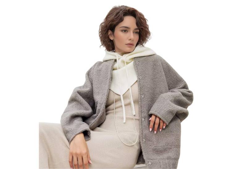 Refttenw Strickmütze Weiche Thermo-Mütze Damen Kapuzenschal Winddichte Wintermütze mit verstellbarer Kordel von Refttenw