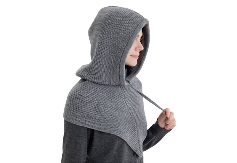 Refttenw Strickmütze Weiche Thermo-Mütze Damen Kapuzenschal Winddichte Wintermütze mit verstellbarer Kordel von Refttenw