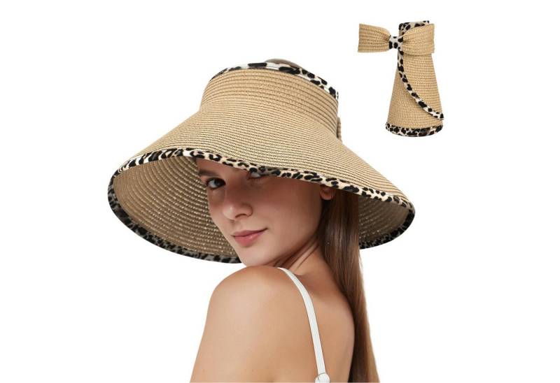 Refttenw Strohhut Sommerhut Damen Faltbaren Sonnenhut UV-Schutz Breite Krempe Outdoor Gartenhut von Refttenw