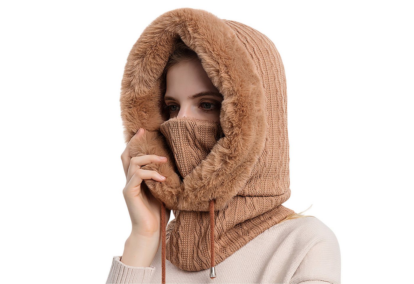 Refttenw Sturmhaube 3-in-1 Wintermütze,Radfahren Mütze Schal,Winddicht Warm Gesichtshaube von Refttenw