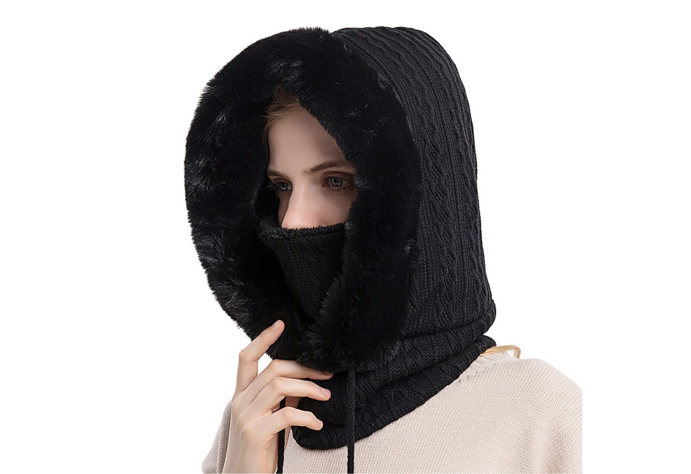 Refttenw Sturmhaube 3-in-1 Wintermütze,Radfahren Mütze Schal,Winddicht Warm Gesichtshaube von Refttenw