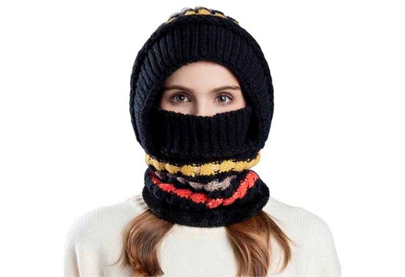 Refttenw Sturmhaube Multifunktionale Strickmütze mit integriertem,Halswärmer,winddicht von Refttenw