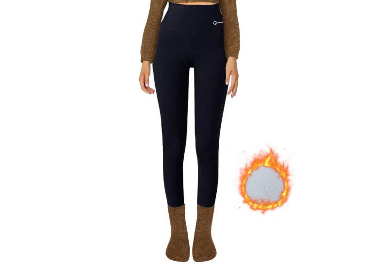 Refttenw Thermoleggings Gefütterte Strumpfhose High Waist Laufhose Thermohose mit schmaler Beinabschluss von Refttenw