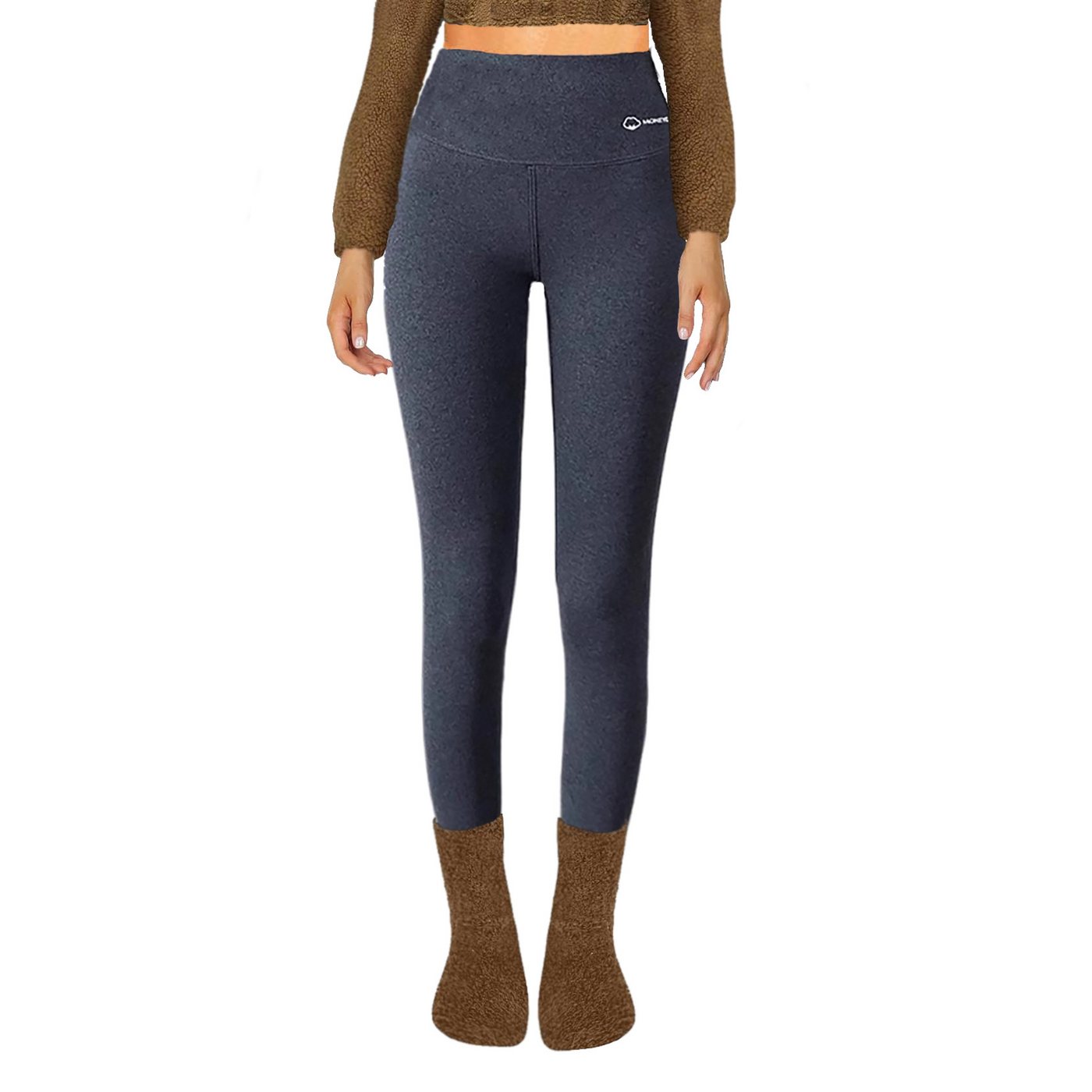 Refttenw Thermoleggings Gefütterte Strumpfhose High Waist Laufhose Thermohose mit schmaler Beinabschluss von Refttenw