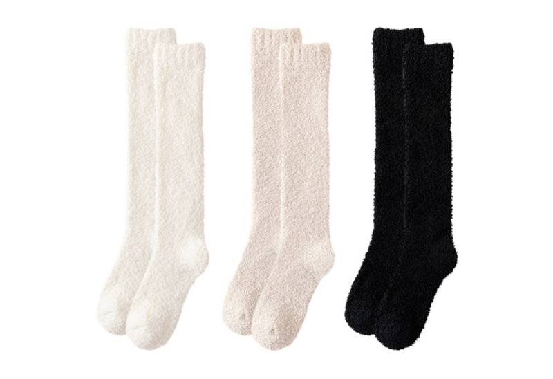 Refttenw Thermosocken Coral Fleece Socken,Damen Schlafsocken, Wintersocken, 3 Paar von Refttenw
